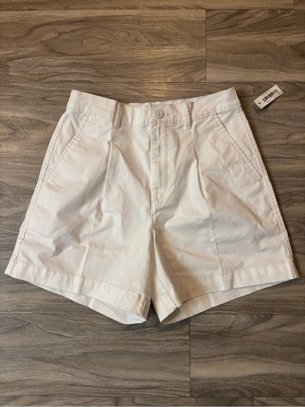 High-Rise White Flat‑Front Women's Shorts